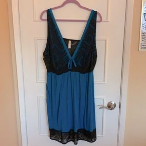 Cacique Blue & Black Lace Nightgown